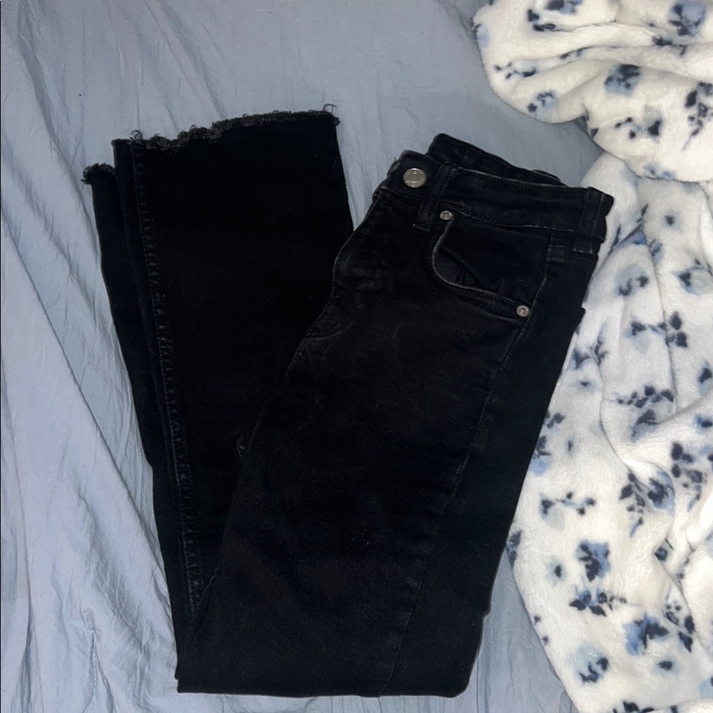 Zara Black High Rise crop flare Jeans